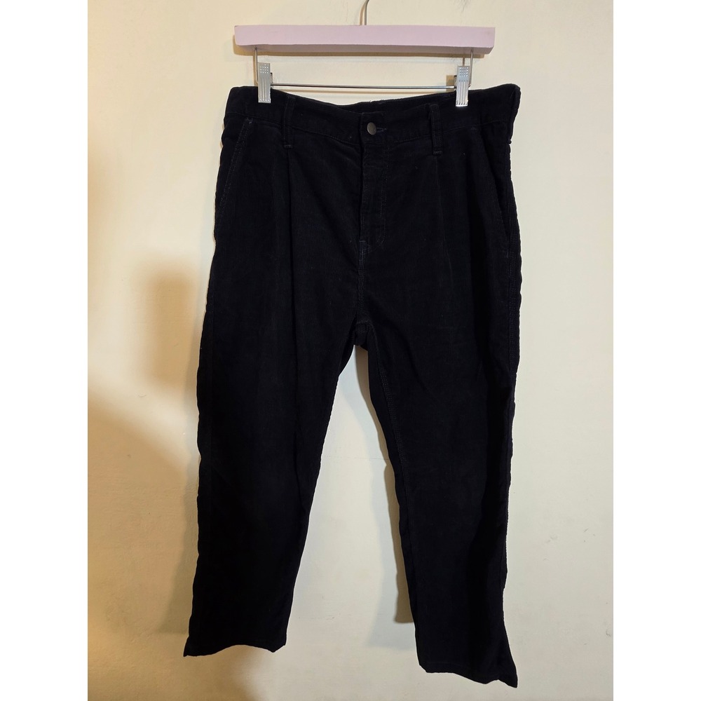 Carhartt WIP Abbott Pant Navy Blue Corduroy Tapered Workwear Trousers Mens 32